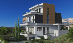 Agios athanasios luxury villa with sea view, pool and gym 