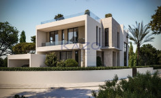 Modern Moni villa with sea view and pool 