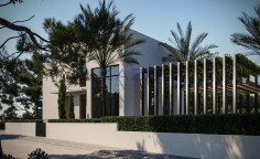 Modern Moni villa with sea view and pool 