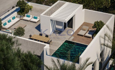 Modern Moni villa with sea view and pool 