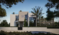 Modern Moni villa with sea view and pool 