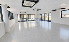 Brand new modern commercial building with rooftop 