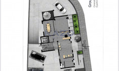 Brand new modern commercial building with rooftop 